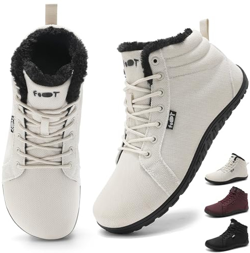Schuvox Stivali Barefoot Impermeabile Invernali Peluche Uomo Donna Caldi Comodi Antiscivolo Impermeabili Scarpe da Neve Trekking Outdoor Wide Tox Box Cachi 42EU