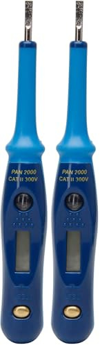 Kopp Phasenprüfer Spannungsprüfer PAN2000, einpolig mit LCD-Display und Glimmlampe,12-230 VAC, 12-48 VDC, CAT II 300V, blau, 324240001 (Packung mit 2)