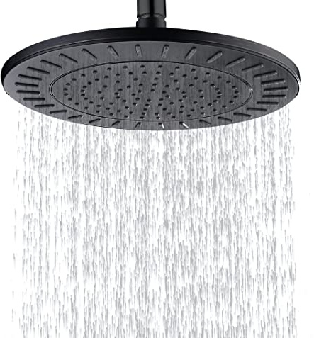 BRIGHT SHOWERS Rain Shower Head, 9 Inch High Pressure Waterfall Showerhead with Adjustable Angle and Anti-clogging Silicone Nozzles, Luxury Bathroom Overhead Shower, Oil-Rubbed Bronze