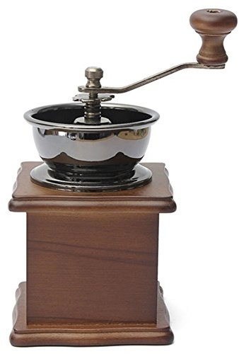 Macinacaffè manuale in legno Ainstsk mini Coffee Bean Spice stile vintage in acciaio INOX mano smerigliatrice manovella manuale in legno utensili da cucina 105x105x170mm Come da immagine