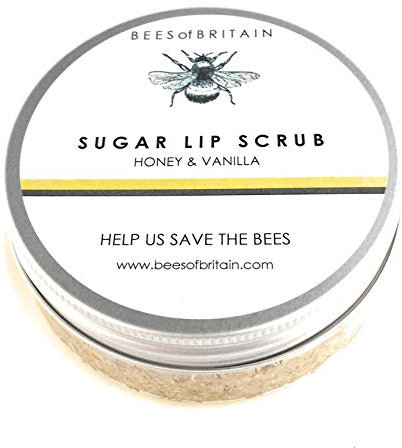 BEES of BRITAIN - Gommage pour les Lèvres 100% Sucre Naturel - Jojoba, Miel, Vanille. Exfolie, Adoucit, Hydrate. Nous Donnons 5% de nos Bénéfices pour Sauver les Abeilles + Pollinisateurs. 50g