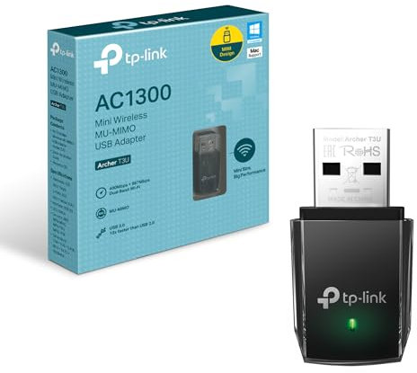 TP-Link Archer T3U AC1300 USB WLAN Stick Adapter (bis zu 867 Mbit/s auf 5GHz und 400 Mbit/s auf 2,4GHz, USB 3.0, MU MIMO, Kompatibel mit Windows 11/10/8.1/8/7/XP, Mac OS 10.15 und früher