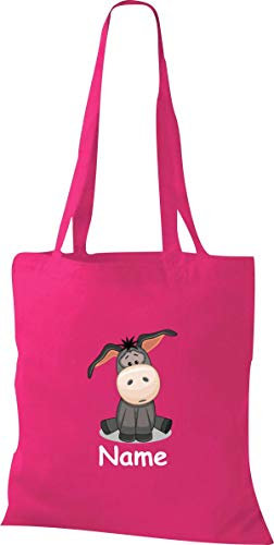 Shirtinstyle Stoffbeutel Tasche, Tiermotiv Esel mit Wunschnamen, Natur Zoo Tiere Animal, Geschenk, Baumwolltasche, Logo, Spruch, Verwandschaft, Motiv, Farbe Weinrot