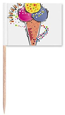 Elemento de bola de helado rojo, amarillo, azul, ilustración, banderas de palillo de dientes, decoración de fiesta