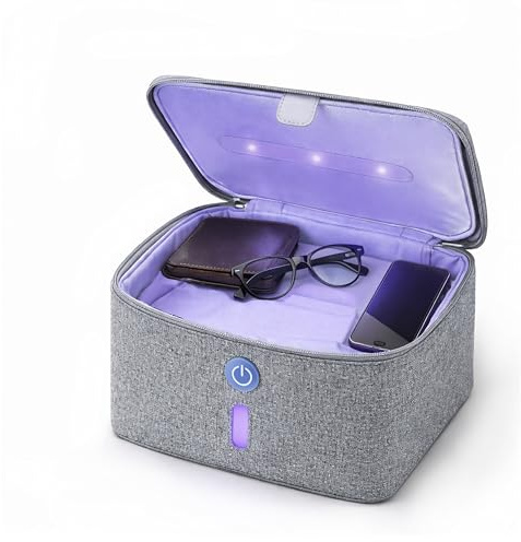 Brookstone UV Light Bag, Portable Sterilizing Bag for Everyday Items, Including Smart Phones, Masks and Small Gadgets, Quick Sterilization