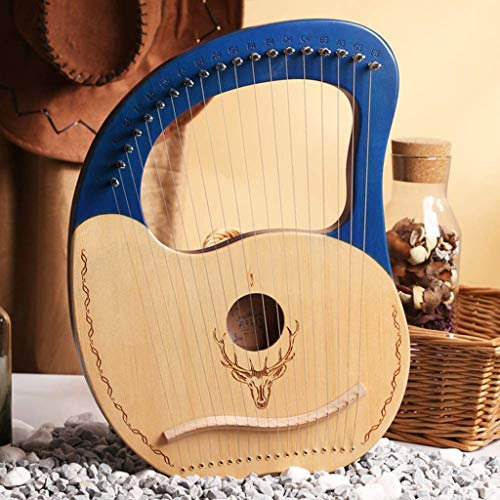 Lyre Harfe 19 Saiten, Metallsaiten Holz Lauge Harfe, Mahagoni Lauge Harfe Mit Tuning-Schraubenschlüssel, Für Anfänger Instrument Liebhaber Musik Liebhaber Kinder Erwachsene Harfen Blue