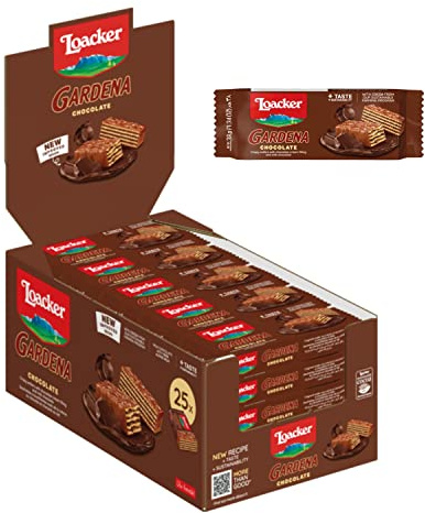 Loacker Gardena Waffeln - Chocolate - Großpackung mit 25 Stück á 38g | Knusperwaffeln mit Schokocremefüllung - Mantel aus Milchschokolade - Kakaos aus „Cocoa Farming Program“ - Einzeln verpackt