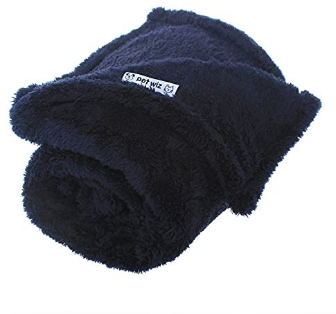 Soft Fluffy Fleece Blanket for Cats & Dogs | Warm Pet Throw | Machine Washable | Bed Blanket and Travel | Protects Furniture | Navy, Medium 80 x 100cm