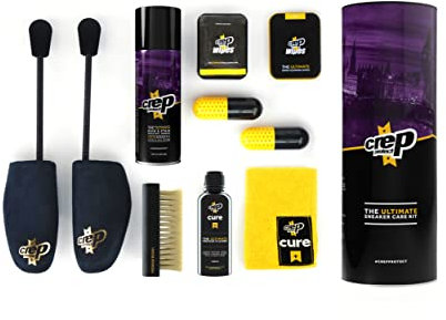 Crep Protect Tube Pack - Paquete de regalo definitivo para el cuidado de zapatos - Spray protector para zapatos - Limpiador de zapatillas - Toallitas de limpieza rápida - Cepillo premium
