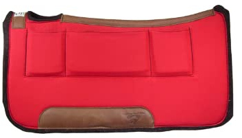 Diamond Wool Contoured Pressure Relief Western Saddle Pad with Shims for Horses 30x30 — 1/2 Thickness, Red