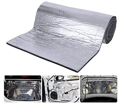 Souarts Tapis d’Isolation Acoustique pour Voitures, Tapis Amortisseur Phonique Thermique Sonore Tapis de Voiture Isolant Autocollant Imperméable pour Le Moteur Toit Fenêtre