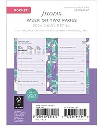 FILOFAX Kalendereinlage Pocket Illustrated Diary Floral 1 Woche auf 2 Seiten (multilanguage) 2024