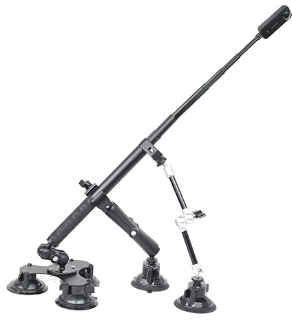 Fotoleey 360 Kamera sugkopp bilmonteringssats för Insta360 X4, X3, GoPro Max, Hero 12, Hero 11 för tunga bilbilder i låg höjd, 5 sugkoppar och förlängningsstång för höghastighet, bil utomhus