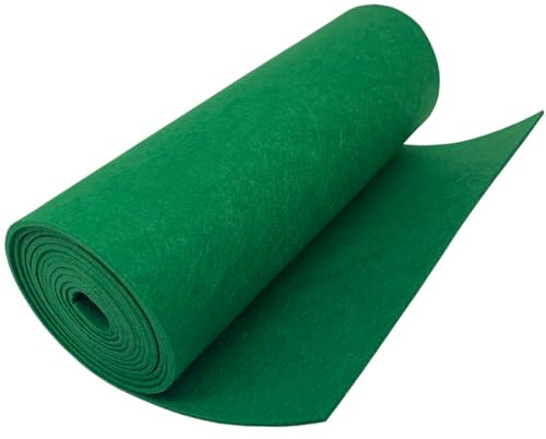 EDGEAM Filzstoff Filzrolle 30cm x 250cm Bastelfilz Polyester Filz 3mm Dick für Filzunterlage Deko Filzmatte DIY Aufbewahrungstasche Patchwork Nähen Filz zum Basteln (Grün, 30cm x 250cm)