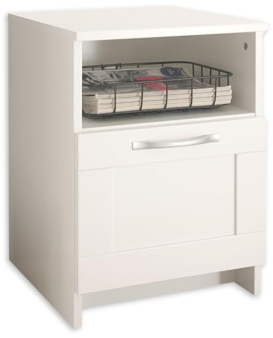 SALIAS Nachttisch in Weiß - Moderner Nachtschrank mit Schublade und offenem Ablagefach - 40 x 54 x 42 cm (B/H/T)