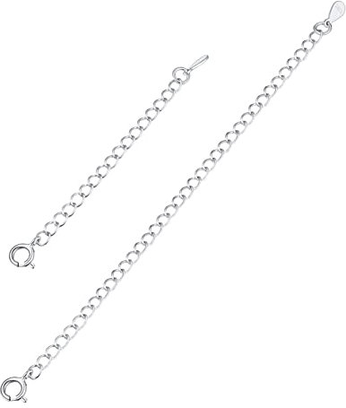 PROSILVER 925 Silber Kettenverlängerung, 2 Stücke 5cm 10cm Verlängerungsketten verstellbare Verlängerung für Halskette Armband Fußkettchen, mit Federring