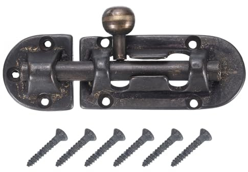 sourcing map Copper Barrel Bolt Latch, Vintage Solid Brass Barrel Bolt Buckle Lock with Screws Large barn Door Latch Locks for Furniture Hardware Restoration Fittings, Black