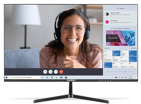 MEDION P52218 (MD 20150) 54,6 cm (22 Zoll) Full HD Widescreen Monitor (FHD, 16:9, HDMI, VGA, Anti Flicker, Anti Glare, Anti Blue-Light, mehrsprachiges Menü) schwarz