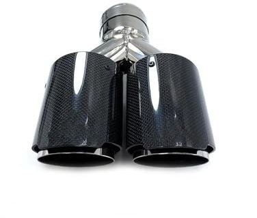 Auspuffrohr 1 Stücke Universal Dual Auspuff Spitze Auspuffrohr Schwanz Quad Auspuff Schalldämpfer Spitze Glänzende Carbon Faser Auspuff Endrohr(48MM IN-76MM Out)
