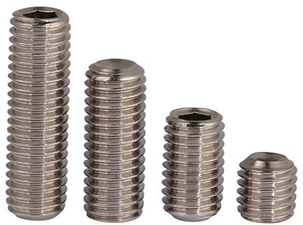 Haroar 5Pcs 1/4-28x3/16~3/4 UNF Thread SUS304 Stainless Steel Hexagon Socket Set Screws With Cup Point Headless Screws(1/4)