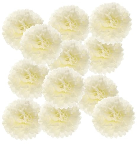 PATIKIL 12 Stück 20 cm Pom Poms Papier Blumen, Papierblumen Hochzeitsdeko Seidenpapier für Hochzeit Brautdusche Geburtstagsparty Hintergrund Dekoration, Beige