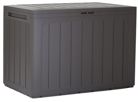 Garden Storage Box Plastic Organizer Outdoor Vertical Boards Lood Bench Large Deck Cushion Organizer Furniture Lid Container Boarde (Umber, 190L)