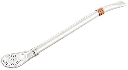 DECHOUS Edelstahl Trinkhalm Löffel Mit Sieb Abnehmbar Und Spülmaschinenfest Rostfreier Stahl Mit Flachem Mund Filter Rührfunktion Inkl Reinigungsbürste Für Tee Und Cocktails