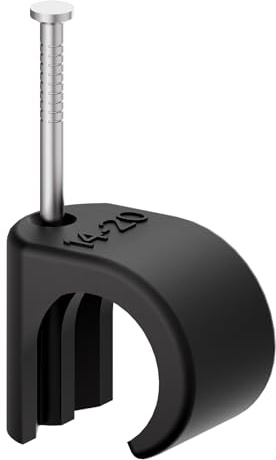 TEMOLink kabelhållare, 50 stycken spikklamrar, 14-20 mm, 304 rostfritt stål, kabelhantering för telefon och Ethernet-kablar, strömkablar, rör, svart