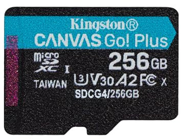Kingston Canvas Go Plus microSDXC Tarjeta de Memoria Gen4 200MB/s A2 U3 V30 256GB Paquete Individual sin ADP-SDCG4/256GBSP