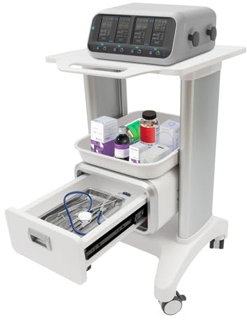 Medizinischer Wagen mit 1 Schublade, 100kg Belastbarer Laborwagen Medizinwagen Rollbarer Friseurwagen SchöNheit Arbeitswagen Beauty Salon Trolley Friseur Servierwagen für Labor Klinik Krankenhaus Salo