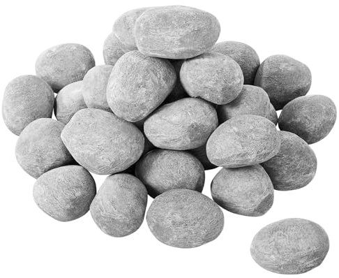 VEVOR Galets en Céramique pour Cheminée à Gaz, Lot de 30, Pierres de Lave 5-7,6 cm, Pierres Décoratives Réutilisables pour Foyer à Gaz au Propane, Brasero Intérieur Extérieur, Cour, Terrasse, Camping
