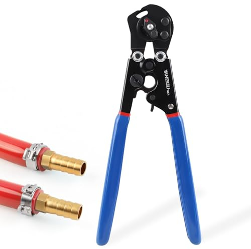 2 IN 1 Ratchet PEX Crimping Tool Cinch and Remove Dual Function Ergonomic Handle for PEX Pipe and Pinch Crimping Suitable for 3/8 to 1 Stainless Steel Clamps