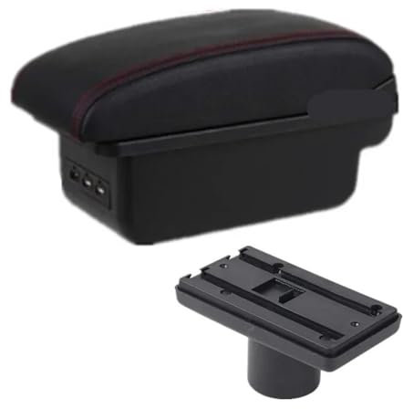 Reposabrazos Consola Para Seat Para Ibiza 6j Para Ibiza 6L Caja De Reposabrazos Caja De Almacenamiento De Contenido De Tienda Central Con Portavasos Cenicero(B1 style red line)
