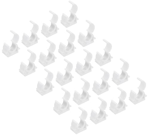 sourcing map 40 pezzi PPR U-Type Tubo Raccordo Morsetti Connettori Interni 20mm Bianco Flip Snap Collegamento per Tubo Condotto Elettrico Arredamento Casa Pistola Nail Perforazione