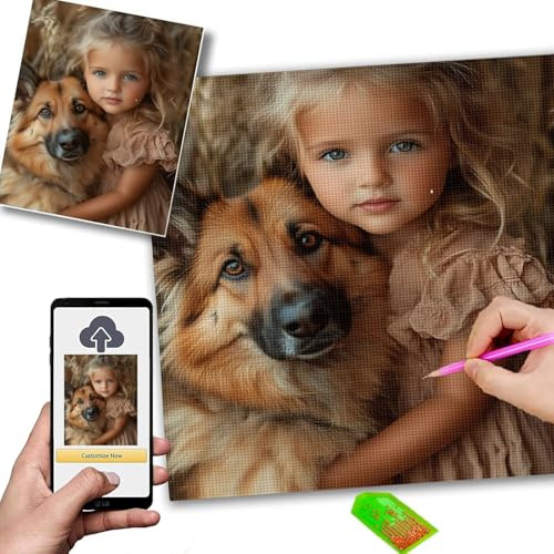 Diamond Painting Personalisiert 20x20cm 5D Diamond Painting Eigenes Foto, DIY Malen Nach Zahlen Personalisiert, Fotoleinwand Eigenes Bild Geburtstagsgeschenk & Hochzeitsgeschenk Diamantmalerei m-72
