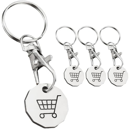 Aieino 4PCS Trolley Token Keyrings 12-Sided Keychain with Lobster Clasp