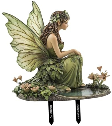 KiBcsLic Fee Gartenstecker Als Außenschmuck Und Gartenfigur Eine Terrassendeko Und Als Wetterfeste Elfenfigur für Höfe Und Blumenbeete, Mehrfarbig, 25.8 X 24.7 cm