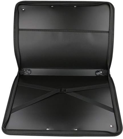 LIFKOME Schwarze Portfolio Tasche aus 600d Oxford Stoff Portable Künstlertasche mit Henkel Aufbewahrungstasche für Künstler und Kunststudenten zum Verstauen von Stiften und Kleinen