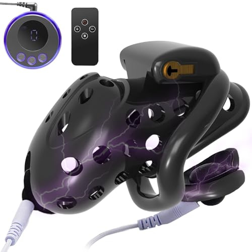Electric Shock Cock SM E-stim Electrical Penis Cage Mit urethral Dilator & 4 Cock Rings, 19 Shock Model Electric Shock Chastity Extreme Bondage Cock Cage Device Adult Fetish Sex Toy (S)