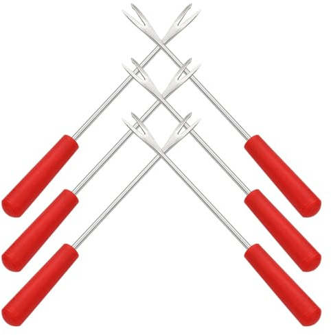 TOYANDONA 6 pièces Fourchettes Barbecue Inox pour Fondue Fromage et Fruits Ustensiles Réutilisables pour Grillades Pique- et Camping Poignée Ergonomique Facile à Nettoyer