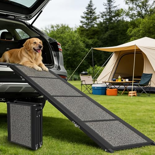 Dog Ramp for Car 63 x 17, Folding Pet Ramp for Large Dogs with Non-Slip Rug Surface, Portable Dog Car Ramp for SUV Car & Truck