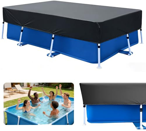 Bâche Piscine Rectangulaire, 220 x 150 cm Couverture pour Piscines Rectangulaires, Bâche été et Hiver, Modèle avec Cordon de Serrage, Résistante au Vent, à la Poussière et à la Pluie (220 * 150CM)