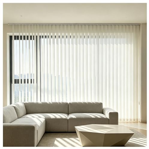 Lamellenvorhang aus Stoff 180 60 80 300 250 120 cm, Anpassbar Weiß Vertikaljalousie, Lichtfilterung Lamellenanlage, Wärmeisolierungs Innen Schiebevorhang für Haus Wohnung Büro(180cmWx100cmH)