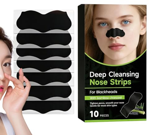 Pore Nose Strips - Deep Cleansing Patches, 10 Count Gentle Extractors for Skin Clarity, Adherent Membrane with Purifying Action, Beauty Hardware, for Bedrooms, Offices and Salons