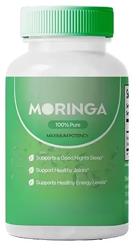 Capsules de Moringa, soutient l'énergie, la peau et le système immunitaire | Riche en antioxydants, vitamines et acides aminés, supplément vert naturel