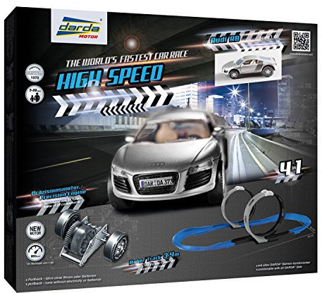 Darda 50253 High Speed, mit ca. 3,4 m Streckenlänge und 2 Loopings Audi Rennbahn, 45 x 85 cm