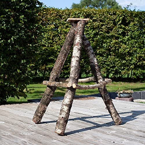 VOSS.garden Schwerer Vogelhausständer aus Naturbelassener Birke, 100cm groß, XL Reetdach Vogelhäuser, Vogelhaus Aufsteller für Vogelhäuser