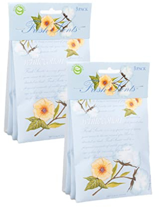WILLOWBROOK | Fresh Scents Scented Sachet Packet | White Cotton | Air Freshener Bags for Drawers, Closets, Cars | 6 Pack | Long Lasting Home Fragrance