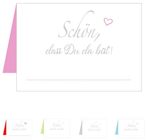 Edition Seidel Set 25 Premium Tischkarten Platzkarten Namenskarten Hochzeit Geburtstag Taufe Kommunion Konfirmation Firmung Jugendweihe Feier Jubiläum (Herzen Rosa Pink, 25 Karten)