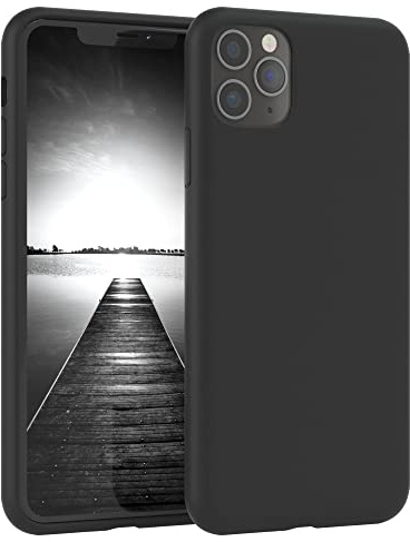 EAZY CASE Premium Silikon Handyhülle kompatibel mit iPhone 11 Pro Max Slimcover mit Kameraschutz und Innenfutter, Silikonhülle, Schutzhülle, Bumper, Handy Case, Hülle, Softcase, Schwarz